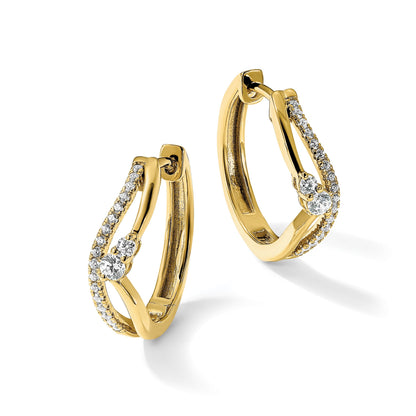 14K Weißgold Diamant-Schmetterling-J-Creolen mit Laborgezüchteten Diamanten VS/SI+ G+