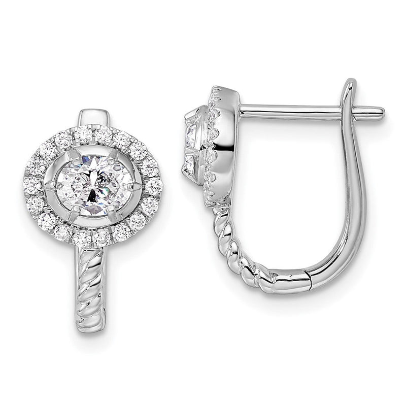 14K Weißgold 0,875 ct. Laborgezüchtete Diamanten VS/SI+ G+ Kreis-Scharnier-Creolen