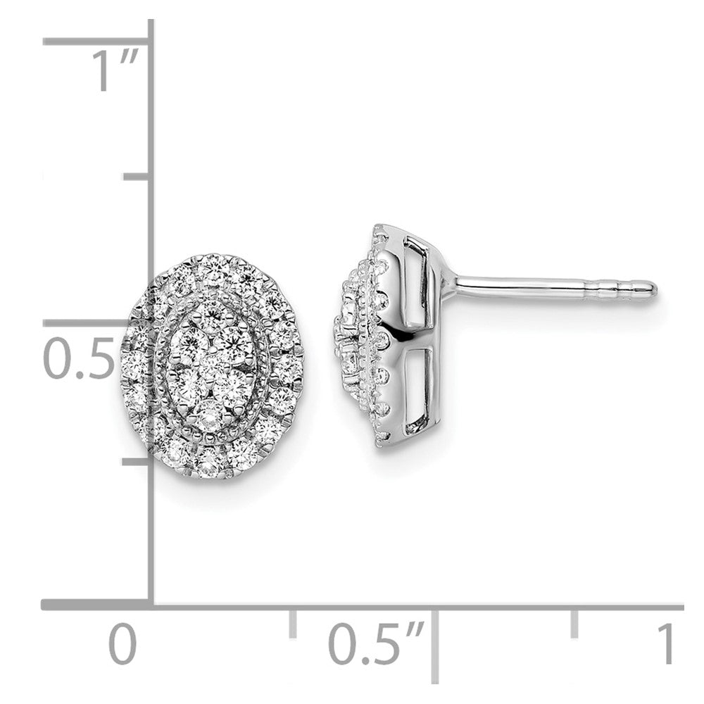14K Weißgold Ohrstecker mit 0,5 ct. Labordiamanten VS/SI+ G+, komplette Oval-Halo-Fassung