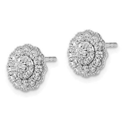 14K Weißgold Ohrstecker mit 0,5 ct. Labordiamanten, Halo-Fassung, VS/SI+ G+