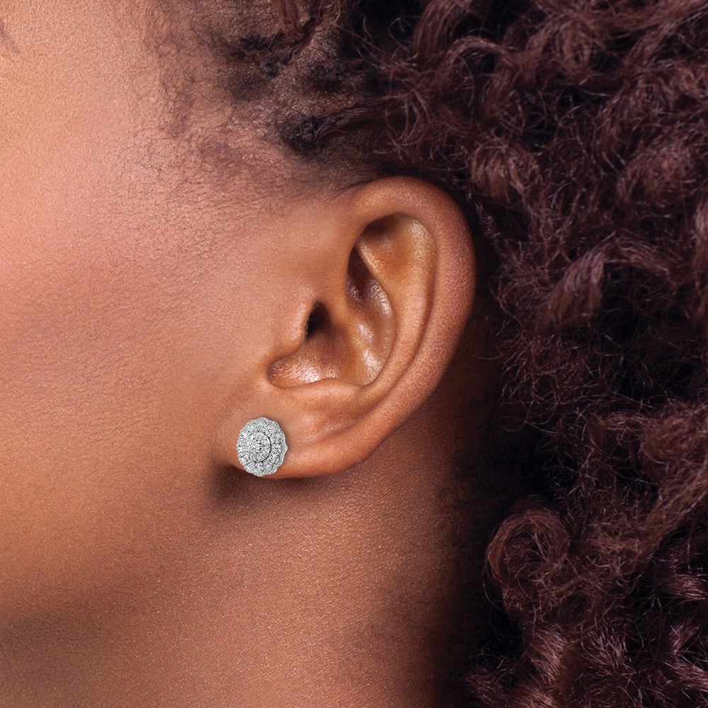14K Weißgold Ohrstecker mit 0,5 ct. Labordiamanten, Halo-Fassung, VS/SI+ G+