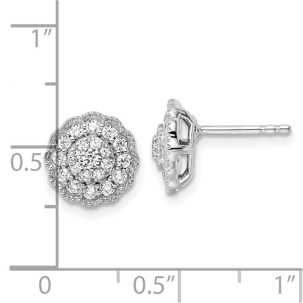14K Weißgold Ohrstecker mit 0,5 ct. Labordiamanten, Halo-Fassung, VS/SI+ G+
