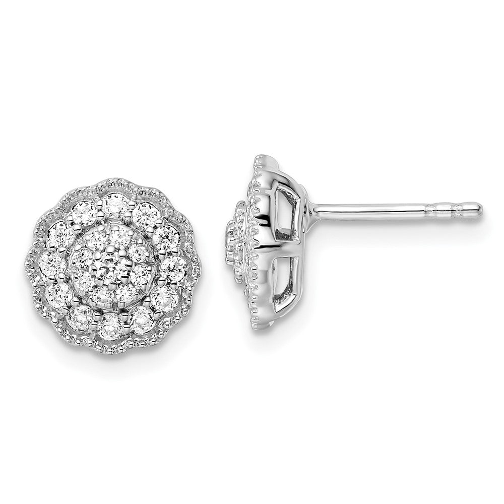 14K Weißgold Ohrstecker mit 0,5 ct. Labordiamanten, Halo-Fassung, VS/SI+ G+