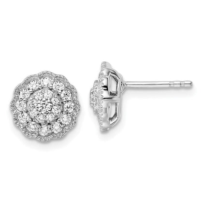 14K Weißgold Ohrstecker mit 0,5 ct. Labordiamanten, Halo-Fassung, VS/SI+ G+