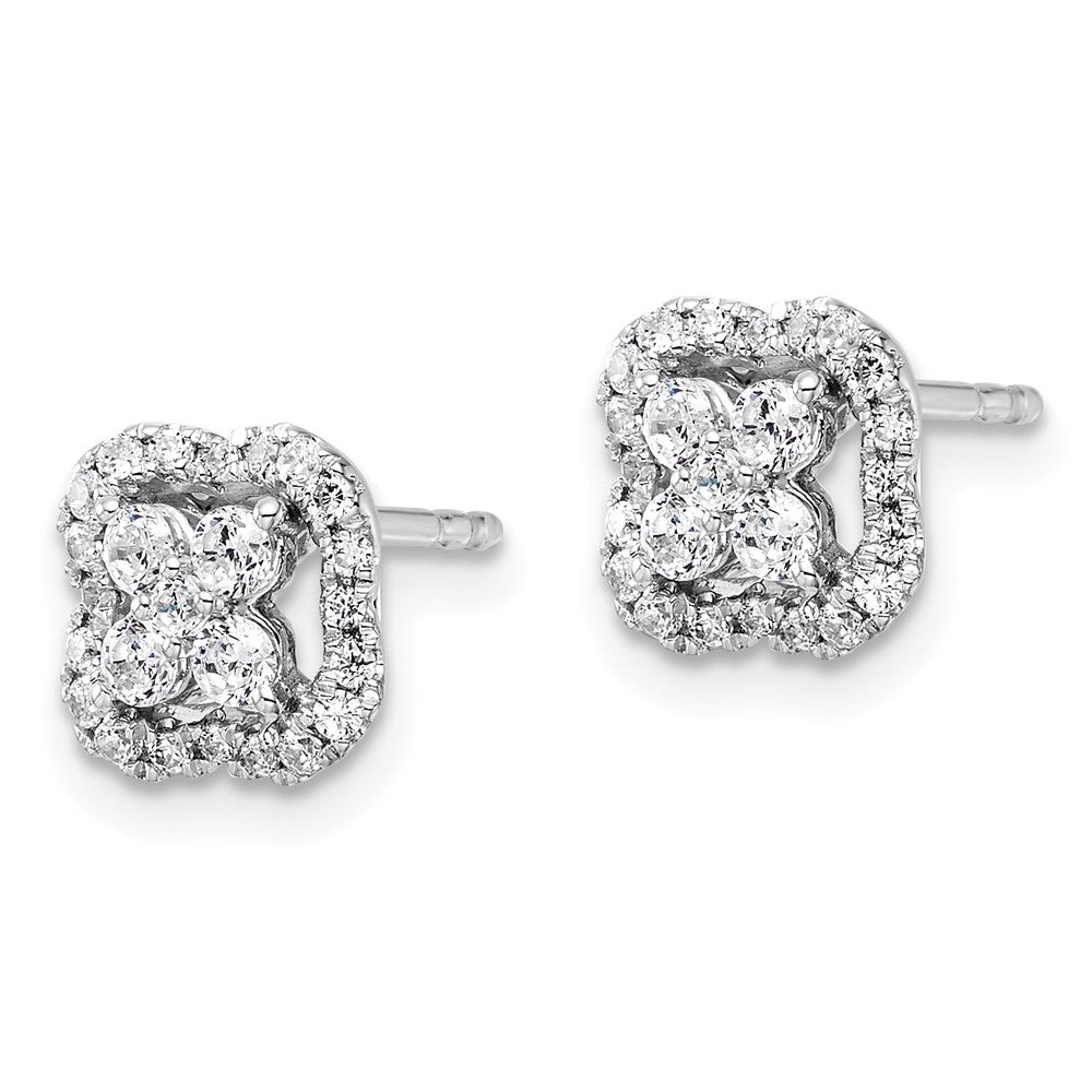 14K Weißgold Ohrstecker mit 0,5 ct. laborgezüchteten Diamanten, quadratischer Halo-Fassung, VS/SI+ G+