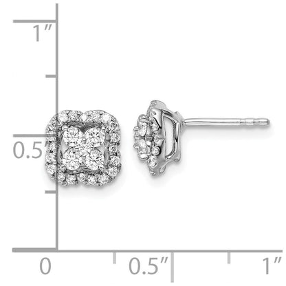 14K Weißgold Ohrstecker mit 0,5 ct. laborgezüchteten Diamanten, quadratischer Halo-Fassung, VS/SI+ G+