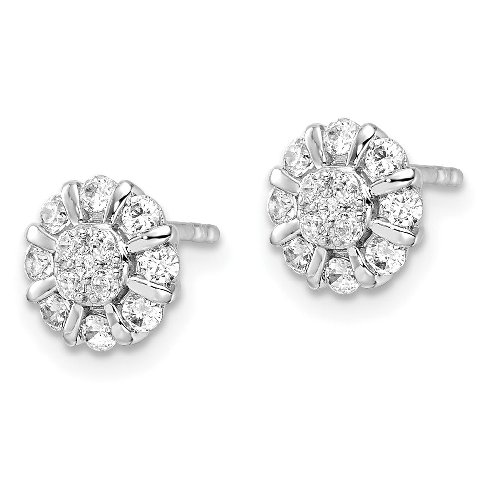 14K Weißgold Ohrstecker mit 0,5 ct. Labordiamant, Komplett-Halo, VS/SI+ G+