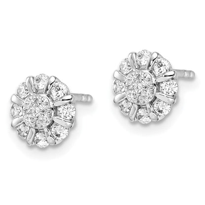 14K Weißgold Ohrstecker mit 0,5 ct. Labordiamant, Komplett-Halo, VS/SI+ G+