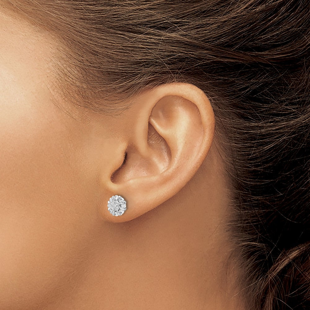 14K Weißgold Ohrstecker mit 0,5 ct. Labordiamant, Komplett-Halo, VS/SI+ G+
