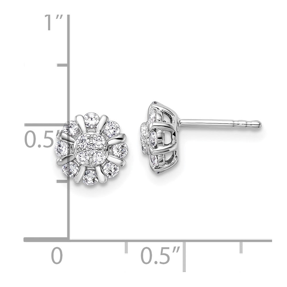 14K Weißgold Ohrstecker mit 0,5 ct. Labordiamant, Komplett-Halo, VS/SI+ G+