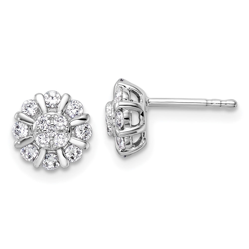14K Weißgold Ohrstecker mit 0,5 ct. Labordiamant, Komplett-Halo, VS/SI+ G+