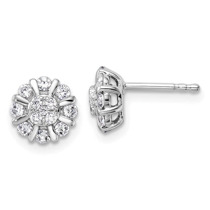 14K Weißgold Ohrstecker mit 0,5 ct. Labordiamant, Komplett-Halo, VS/SI+ G+