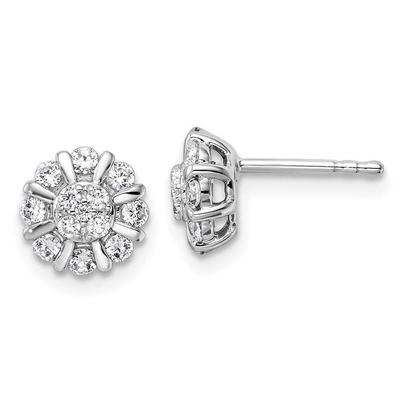 14K Weißgold Ohrstecker mit 0,5 ct. Labordiamant, Komplett-Halo, VS/SI+ G+