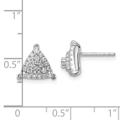 14K Weißgold Ohrstecker mit 0,5 ct. laborgezüchteten Diamanten VS/SI+ G+, komplett besetztes Dreieck-Cluster-Design