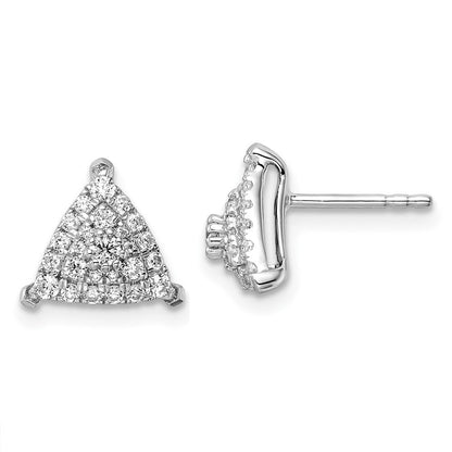 14K Weißgold Ohrstecker mit 0,5 ct. laborgezüchteten Diamanten VS/SI+ G+, komplett besetztes Dreieck-Cluster-Design