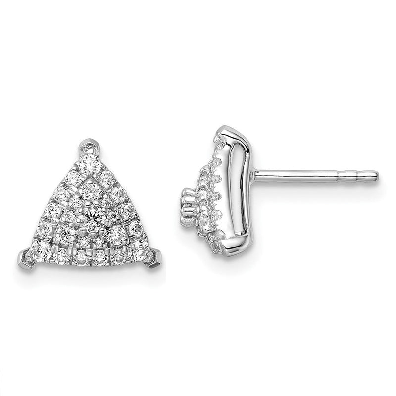 14K Weißgold Ohrstecker mit 0,5 ct. laborgezüchteten Diamanten VS/SI+ G+, komplett besetztes Dreieck-Cluster-Design