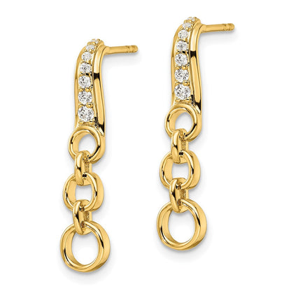 14K Gelbgold Ohrhänger mit 0,125 ct. im Labor gezüchteten Diamanten VS/SI+ G+ mit Ohrstecker-Verschluss