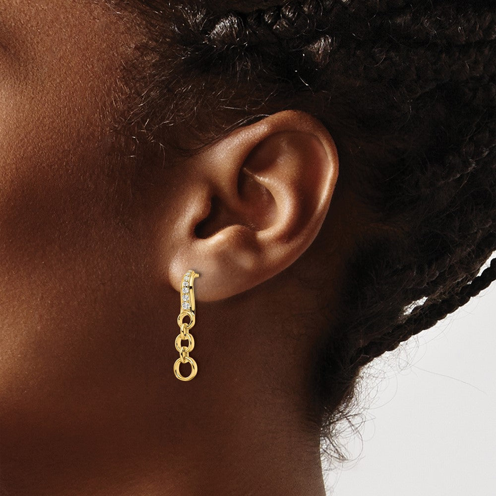 14K Gelbgold Ohrhänger mit 0,125 ct. im Labor gezüchteten Diamanten VS/SI+ G+ mit Ohrstecker-Verschluss