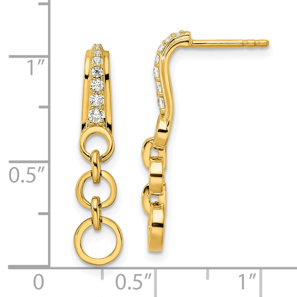 14K Gelbgold Ohrhänger mit 0,125 ct. im Labor gezüchteten Diamanten VS/SI+ G+ mit Ohrstecker-Verschluss