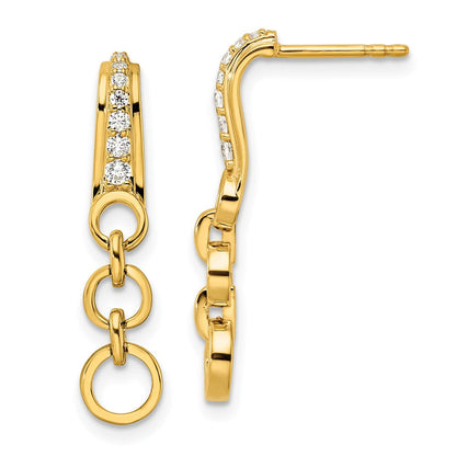 14K Gelbgold Ohrhänger mit 0,125 ct. im Labor gezüchteten Diamanten VS/SI+ G+ mit Ohrstecker-Verschluss