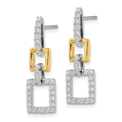 14K Zweifarbig Laborgezüchtete Diamant-Ohrhänger mit Stecker, Quadratisch, 0,75 ct. VS/SI+ G+