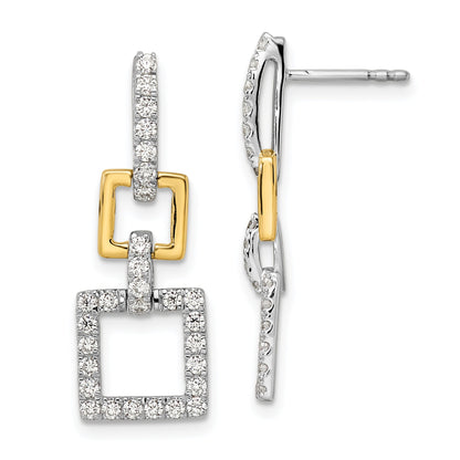 14K Zweifarbig Laborgezüchtete Diamant-Ohrhänger mit Stecker, Quadratisch, 0,75 ct. VS/SI+ G+