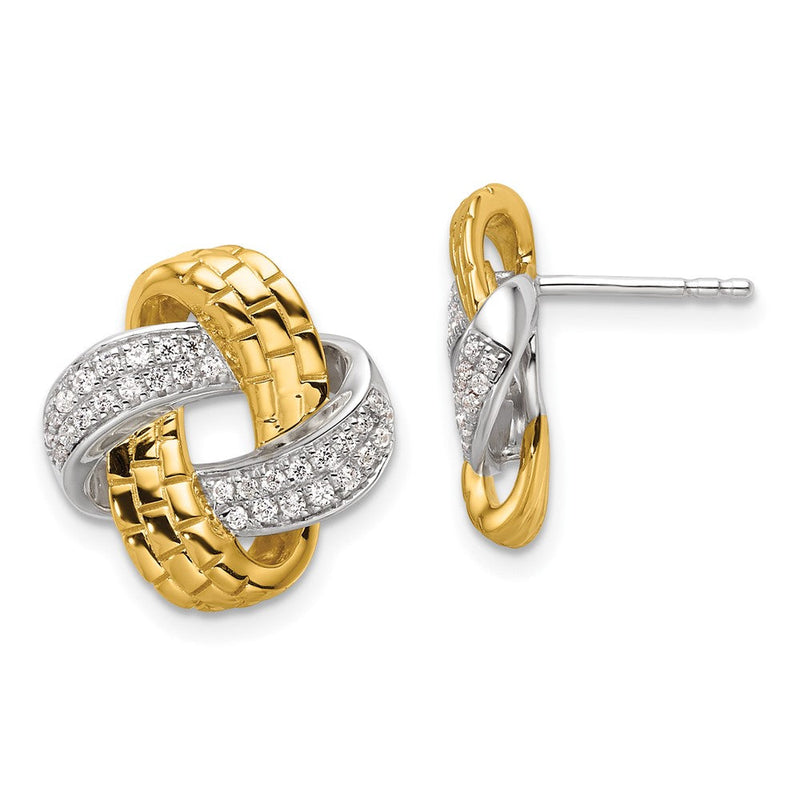 14K Bicolor 1/3 Karat Im Labor Gezüchtet Diamant Vs/si+ G+ Liebe Knoten Ohrstecker