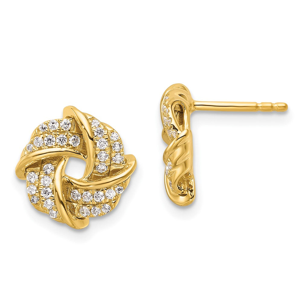 14K Gelbgold 0,33 ct. Laborgezüchtete Diamant-Liebesknoten-Ohrstecker VS/SI+ G+