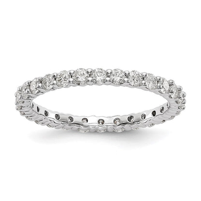 14K Weißgold Memoire-Ring mit 1 ct. laborgezüchteten Diamanten, VS/SI+ G+, in gemeinsamer Krappenfassung