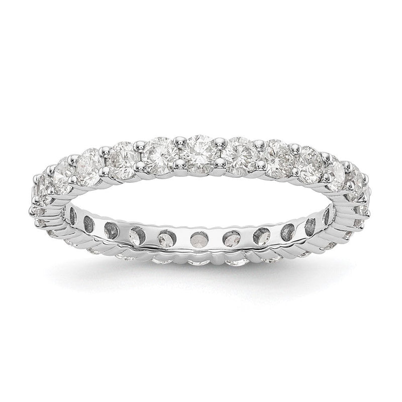 14K Weißgold Memoire-Ring mit 1,5 ct. laborgezüchteten Diamanten VS/SI+ G+ in geteilter Krappenfassung