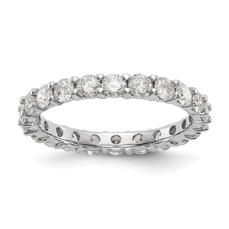 14K Weißgold Memoire-Ring mit 2 ct. im Labor gezüchteten Diamanten, VS/SI+ G+, mit gemeinsamer Krappenfassung