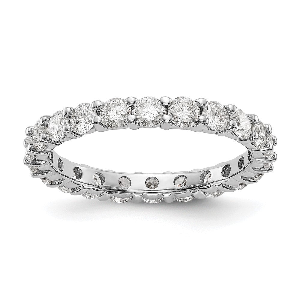 14K Weißgold 2 ct. Labor-Diamant VS/SI+ G+ Memoire-Ring mit gemeinsamer Krappenfassung