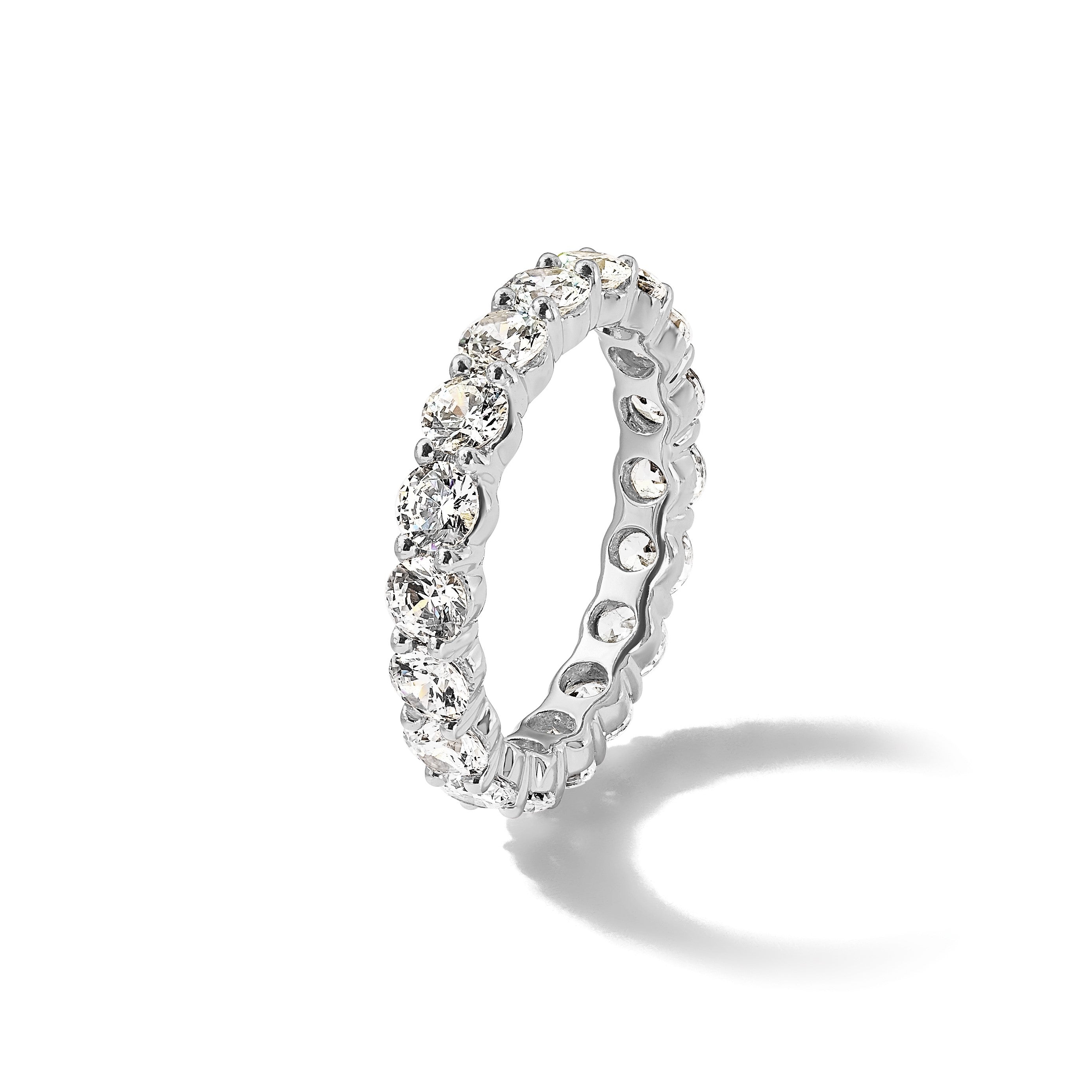 Damen-Memoire-Ring mit 3,0 ct. Gesamtgewicht natürlichen Diamanten, Ehering aus 14K Weißgold