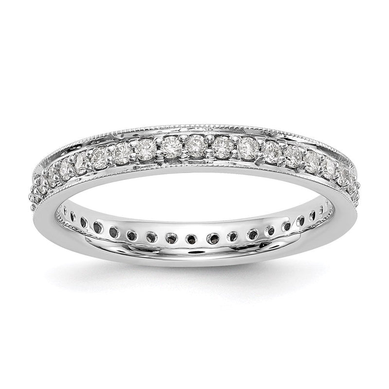 0,5 ct. Natürlicher Diamant Memoire-Ring im antiken Vintage-Stil aus 14K Weißgold