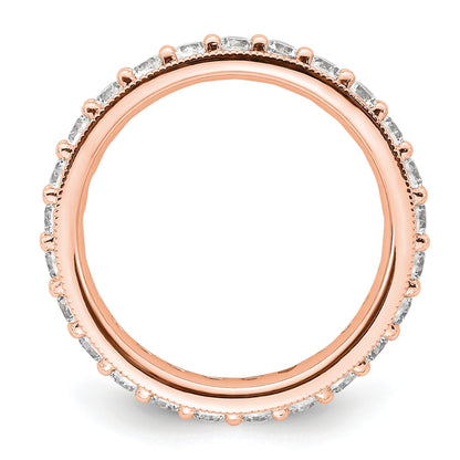 14K Roségold polierter Vintage-Memoire-Ring mit 1 ct. Diamant