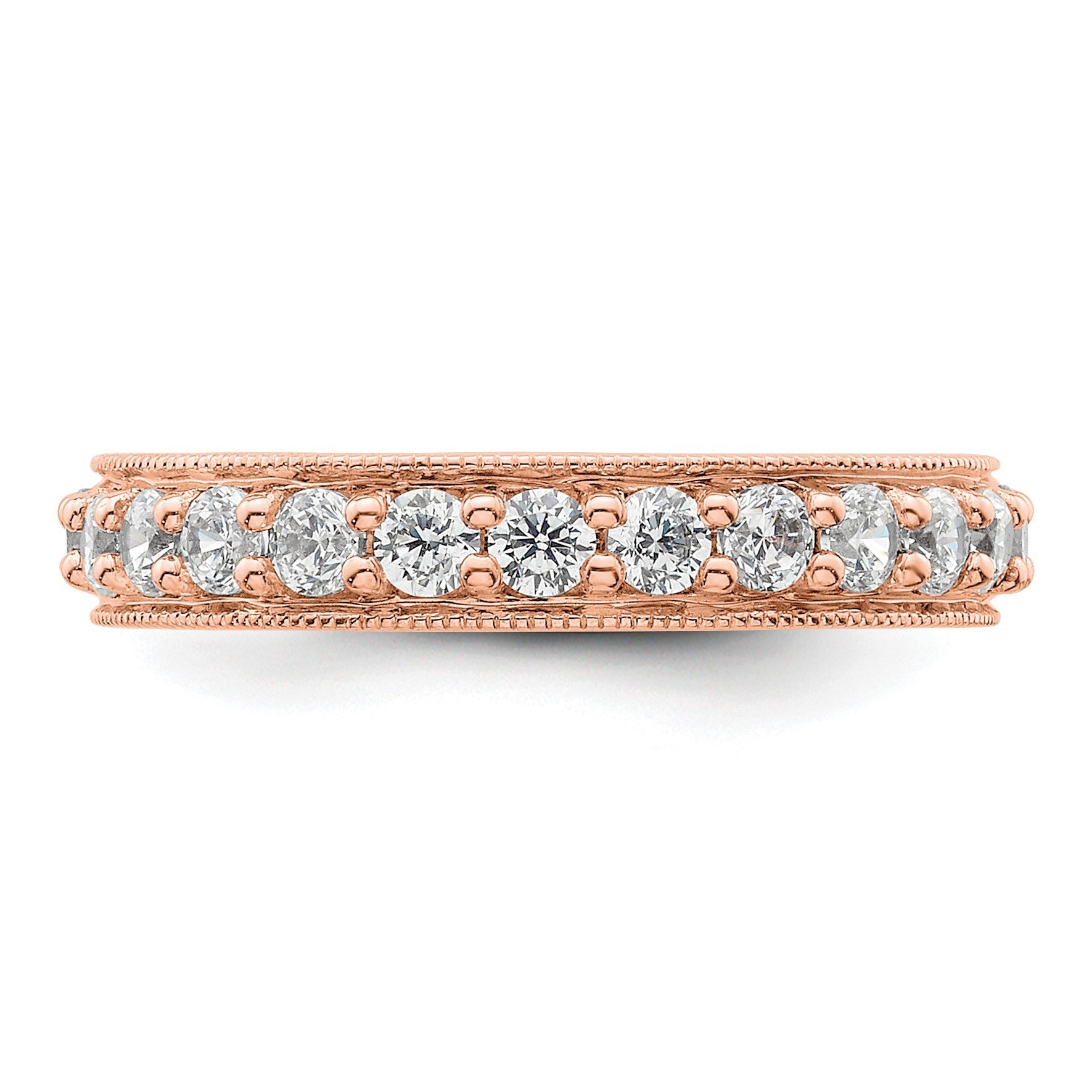 14K Roségold polierter Vintage-Memoire-Ring mit 1 ct. Diamant