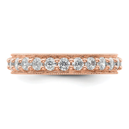 14K Roségold polierter Vintage-Memoire-Ring mit 1 ct. Diamant