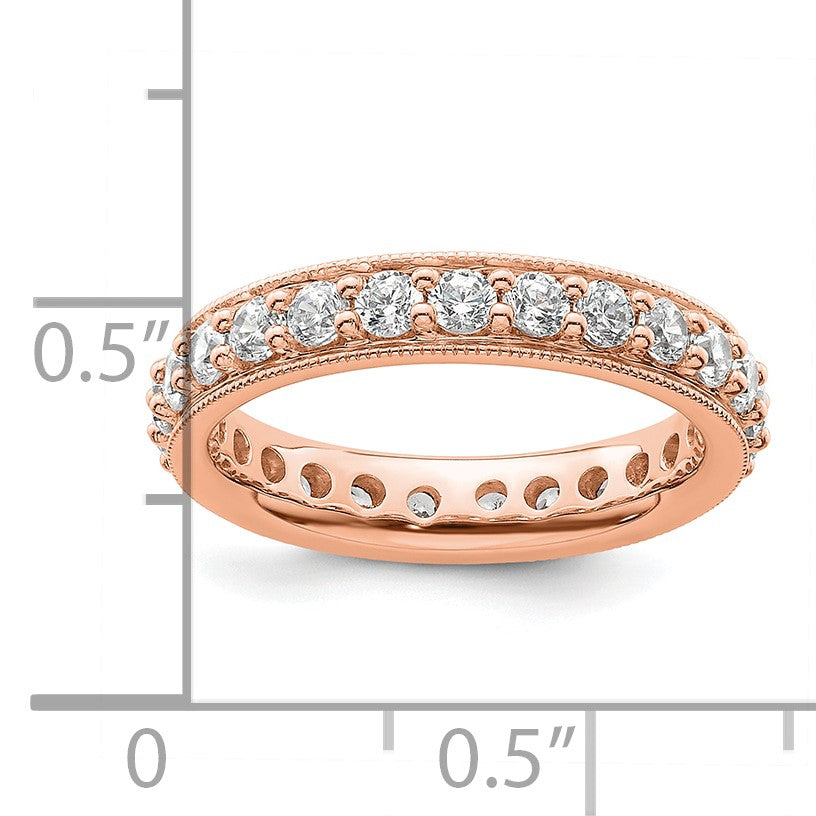 14K Roségold polierter Vintage-Memoire-Ring mit 1 ct. Diamant