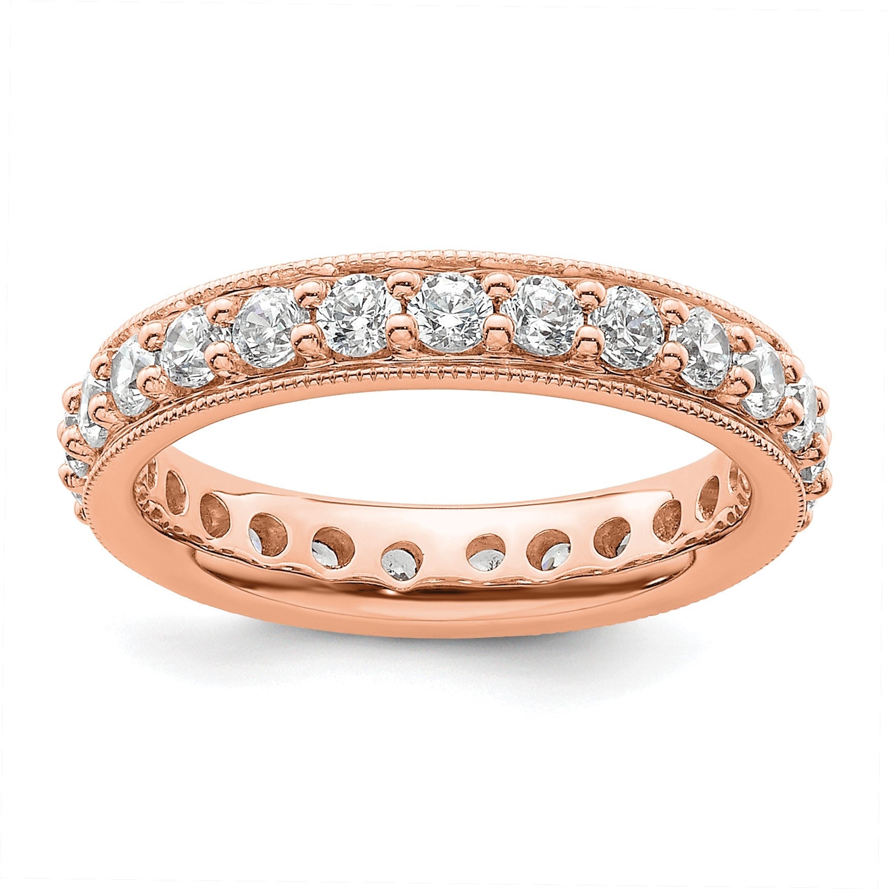 14K Roségold polierter Vintage-Memoire-Ring mit 1 ct. Diamant
