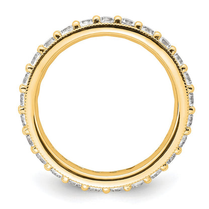 14K Gelbgold polierter Vintage-Memoire-Ring mit 1 ct. Diamant