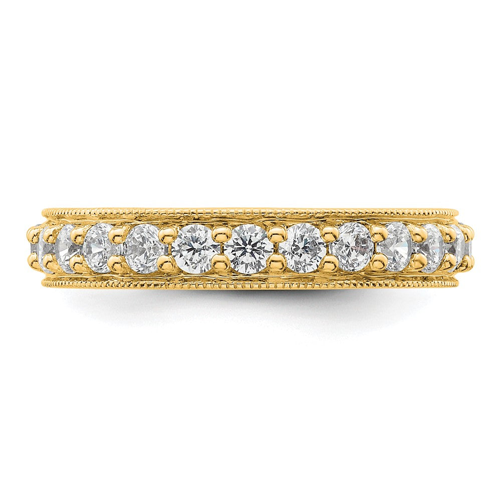14K Gelbgold polierter Vintage-Memoire-Ring mit 1 ct. Diamant