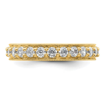 14K Gelbgold polierter Vintage-Memoire-Ring mit 1 ct. Diamant