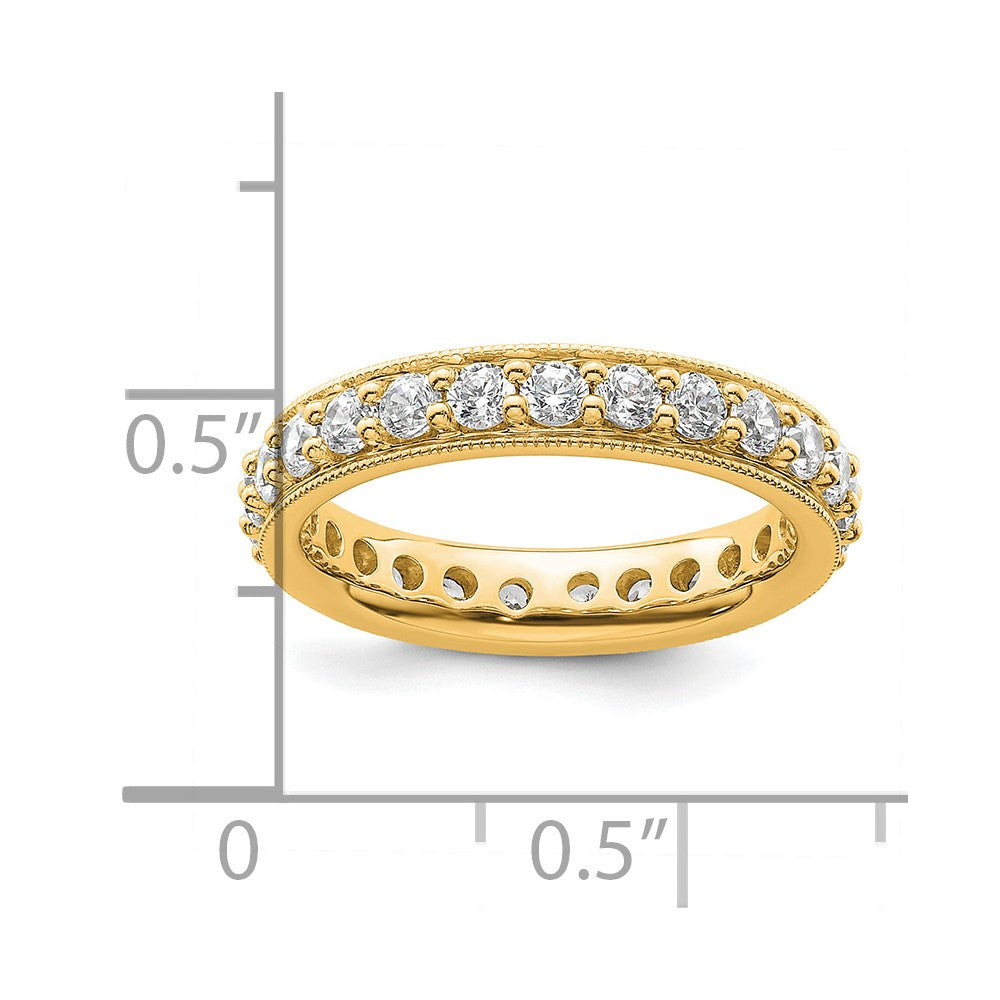 14K Gelbgold polierter Vintage-Memoire-Ring mit 1 ct. Diamant