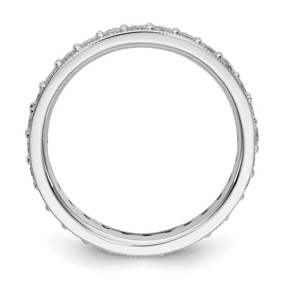 14K Weißgold poliertes Vintage Memoire-Ring Diamant, 1 ct