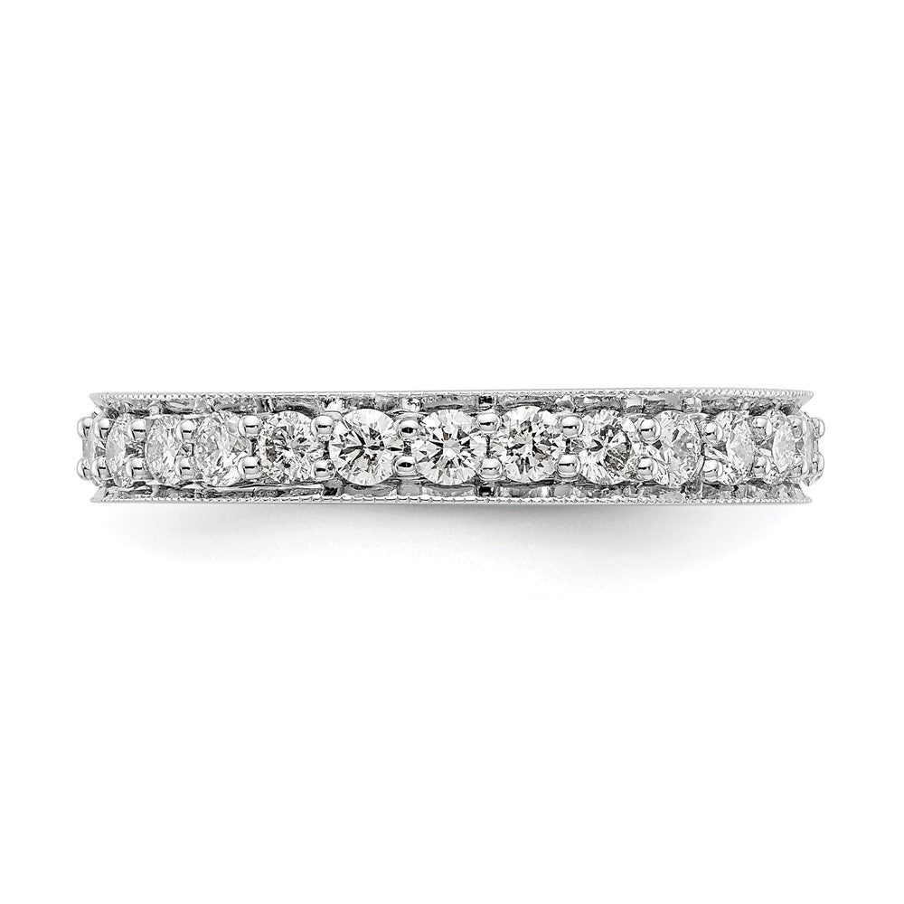 14K Weißgold poliertes Vintage Memoire-Ring Diamant, 1 ct