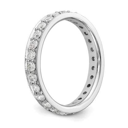 14K Weißgold poliertes Vintage Memoire-Ring Diamant, 1 ct