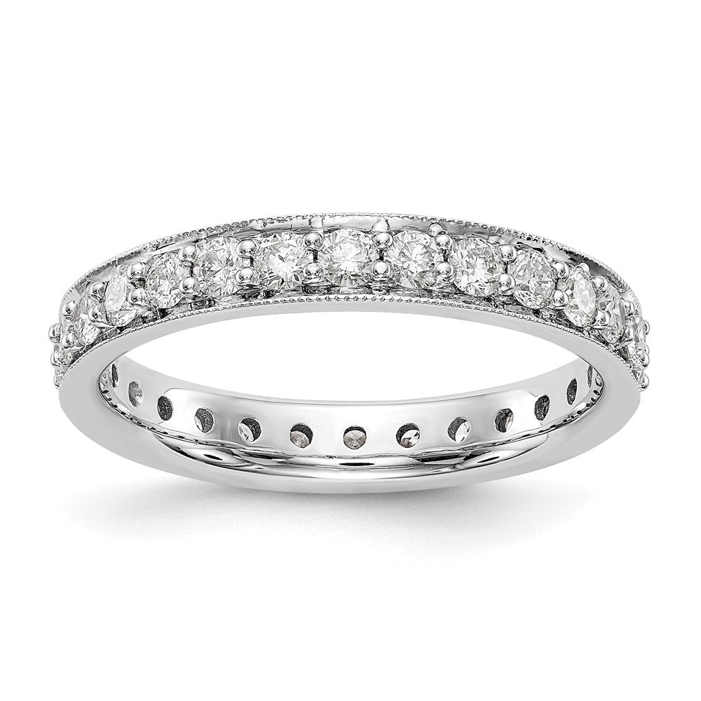 14K Weißgold poliertes Vintage Memoire-Ring Diamant, 1 ct