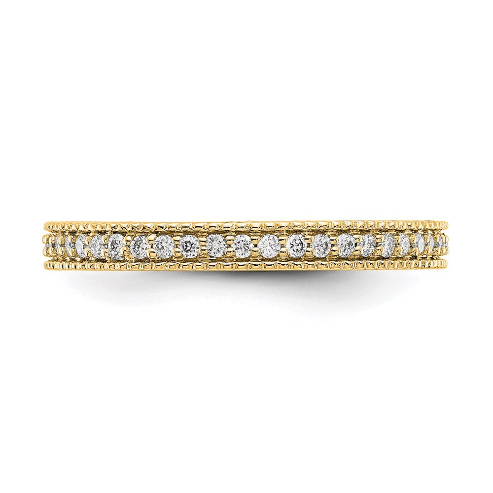 14K Gelbgold Memoire-Ring mit 0,33 ct. Diamanten, poliert, mit Milgrain-Kante