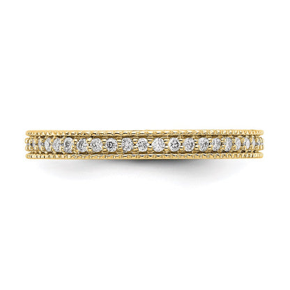 14K Gelbgold Memoire-Ring mit 0,33 ct. Diamanten, poliert, mit Milgrain-Kante