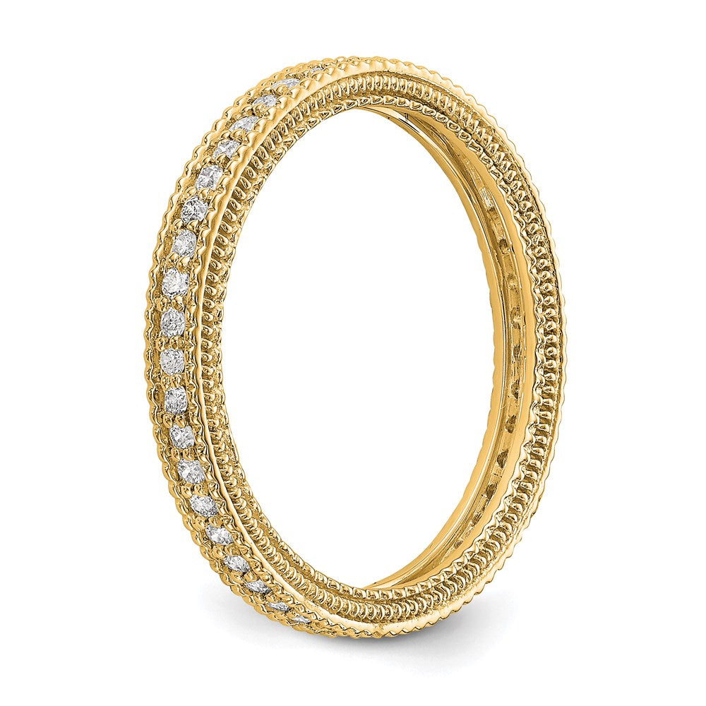 14K Gelbgold Memoire-Ring mit 0,33 ct. Diamanten, poliert, mit Milgrain-Kante
